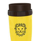 Maxbell Coverless Twist Cup Portable with Stainless Steel Straw Insulated Coffee Cup lion yellow