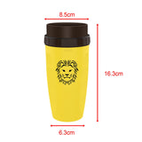 Maxbell Coverless Twist Cup Portable with Stainless Steel Straw Insulated Coffee Cup lion yellow