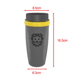 Maxbell Coverless Twist Cup Portable with Stainless Steel Straw Insulated Coffee Cup  Gray lion