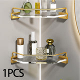 Maxbell Corner Shower Caddy Corner Shelf Rustproof Shower Corner Organizer for Dorms Single Aureate