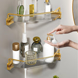 Maxbell Corner Shower Caddy Corner Shelf Rustproof Shower Corner Organizer for Dorms Double Aureate