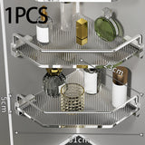 Maxbell Corner Shower Caddy Corner Shelf Rustproof Shower Corner Organizer for Dorms Single Argent