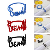 Maxbell Bismillah Letter Napkin Rings Set*6x Napkin Buckles for Holiday Home Wedding blue