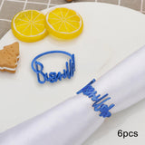 Maxbell Bismillah Letter Napkin Rings Set*6x Napkin Buckles for Holiday Home Wedding blue