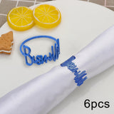 Maxbell Bismillah Letter Napkin Rings Set*6x Napkin Buckles for Holiday Home Wedding blue