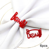 Maxbell Bismillah Letter Napkin Rings Set*6x Napkin Buckles for Holiday Home Wedding red