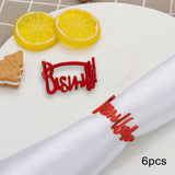 Maxbell Bismillah Letter Napkin Rings Set*6x Napkin Buckles for Holiday Home Wedding red