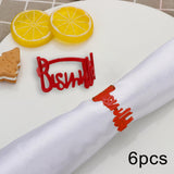 Maxbell Bismillah Letter Napkin Rings Set*6x Napkin Buckles for Holiday Home Wedding red