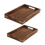 Maxbell Wood Serving Tray Platter Eating Tray for Breakfast in Bed Convenient Sturdy 36x24x4cm