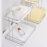 Maxbell Countertop Organizer Multipurpose 2 Tiers Specialty Plates Fruit Cakes Stand Argent
