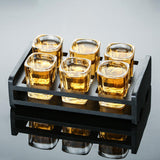 Maxbell Beer Glass Tray for Whisky Brandy Glassware for Party Glass Holder Tray 12 Holes with Cups