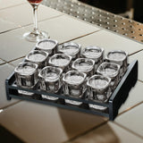 Maxbell Beer Glass Tray for Whisky Brandy Glassware for Party Glass Holder Tray 12 Holes with Cups