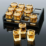 Maxbell Beer Glass Tray for Whisky Brandy Glassware for Party Glass Holder Tray 12 Holes with Cups