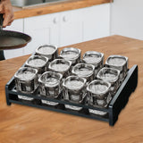 Maxbell Beer Glass Tray for Whisky Brandy Glassware for Party Glass Holder Tray 12 Holes with Cups