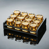 Maxbell Beer Glass Tray for Whisky Brandy Glassware for Party Glass Holder Tray 12 Holes with Cups
