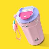 Maxbell 450ml Insulated Coffee Mug with Lid Vacuum Cup for Office Backpacking Hiking Pink
