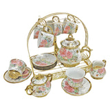 Maxbell Ceramic Cups and Saucers Set Floral for Afternoon tea Party Living Room rose