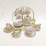 Maxbell Ceramic Cups and Saucers Set Floral for Afternoon tea Party Living Room rose