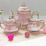Maxbell Ceramic Cups and Saucers Set Floral for Afternoon tea Party Living Room Cherry