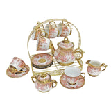 Maxbell Ceramic Cups and Saucers Set Floral for Afternoon tea Party Living Room Cherry