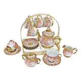 Maxbell Ceramic Cups and Saucers Set Floral for Afternoon tea Party Living Room Cherry