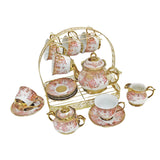 Maxbell Ceramic Cups and Saucers Set Floral for Afternoon tea Party Living Room Cherry