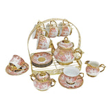 Maxbell Ceramic Cups and Saucers Set Floral for Afternoon tea Party Living Room Cherry