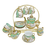 Maxbell Ceramic Cups and Saucers Set Floral for Afternoon tea Party Living Room Green