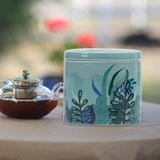 Maxbell Kitchen Jar Exquisite Glaze Canister Storage Jar for Serving Nuts Tea Leaves Blue