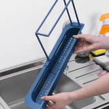 Maxbell Telescopic Sink Tidy Holder Telescoping Sink for Kitchen Home Bathroom blue