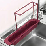 Maxbell Telescopic Sink Tidy Holder Telescoping Sink for Kitchen Home Bathroom red