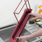 Maxbell Telescopic Sink Tidy Holder Telescoping Sink for Kitchen Home Bathroom red