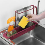 Maxbell Telescopic Sink Tidy Holder Telescoping Sink for Kitchen Home Bathroom red