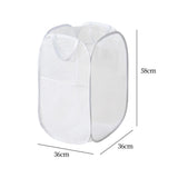 Maxbell Mesh Laundry Hamper Foldable Laundry Basket for Laundry Room, Camping, Home, white vertical