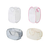 Maxbell Mesh Laundry Hamper Foldable Laundry Basket for Laundry Room, Camping, Home, white vertical