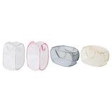 Maxbell Mesh Laundry Hamper Foldable Laundry Basket for Laundry Room, Camping, Home, white vertical