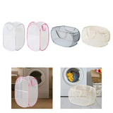 Maxbell Mesh Laundry Hamper Foldable Laundry Basket for Laundry Room, Camping, Home, white vertical