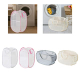 Maxbell Mesh Laundry Hamper Foldable Laundry Basket for Laundry Room, Camping, Home, white vertical