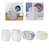 Maxbell Mesh Laundry Hamper Foldable Laundry Basket for Laundry Room, Camping, Home, white vertical