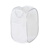 Maxbell Mesh Laundry Hamper Foldable Laundry Basket for Laundry Room, Camping, Home, white vertical