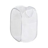 Maxbell Mesh Laundry Hamper Foldable Laundry Basket for Laundry Room, Camping, Home, white vertical