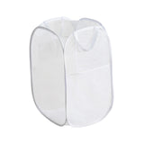 Maxbell Mesh Laundry Hamper Foldable Laundry Basket for Laundry Room, Camping, Home, white vertical