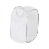 Maxbell Mesh Laundry Hamper Foldable Laundry Basket for Laundry Room, Camping, Home, white vertical