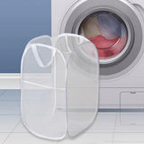 Maxbell Mesh Laundry Hamper Foldable Laundry Basket for Laundry Room, Camping, Home, white vertical