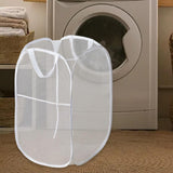 Maxbell Mesh Laundry Hamper Foldable Laundry Basket for Laundry Room, Camping, Home, white vertical