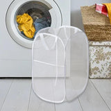 Maxbell Mesh Laundry Hamper Foldable Laundry Basket for Laundry Room, Camping, Home, white vertical