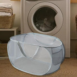 Maxbell Mesh Laundry Hamper Foldable Laundry Basket for Laundry Room, Camping, Home, gray horizontal