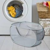 Maxbell Mesh Laundry Hamper Foldable Laundry Basket for Laundry Room, Camping, Home, gray horizontal