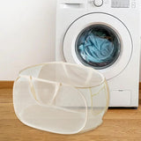 Maxbell Mesh Laundry Hamper Foldable Laundry Basket for Laundry Room, Camping, Home, beige horizontal