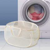 Maxbell Mesh Laundry Hamper Foldable Laundry Basket for Laundry Room, Camping, Home, beige horizontal